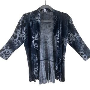 Jaipur Animal Print 3/4 Sleeve Ruffled Jersey Knit Stretchy Open Top Size M
